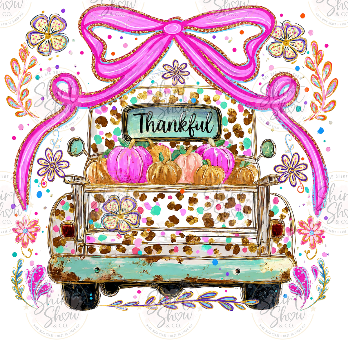 Thankful Pumpkin Truck digital design watermarked preview