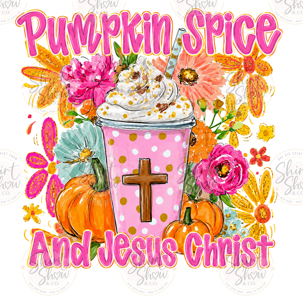 Pumpkin Spice and Jesus Christ digital design watermarked preview
