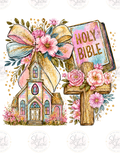 Holy Bible church cross floral digital download preview
