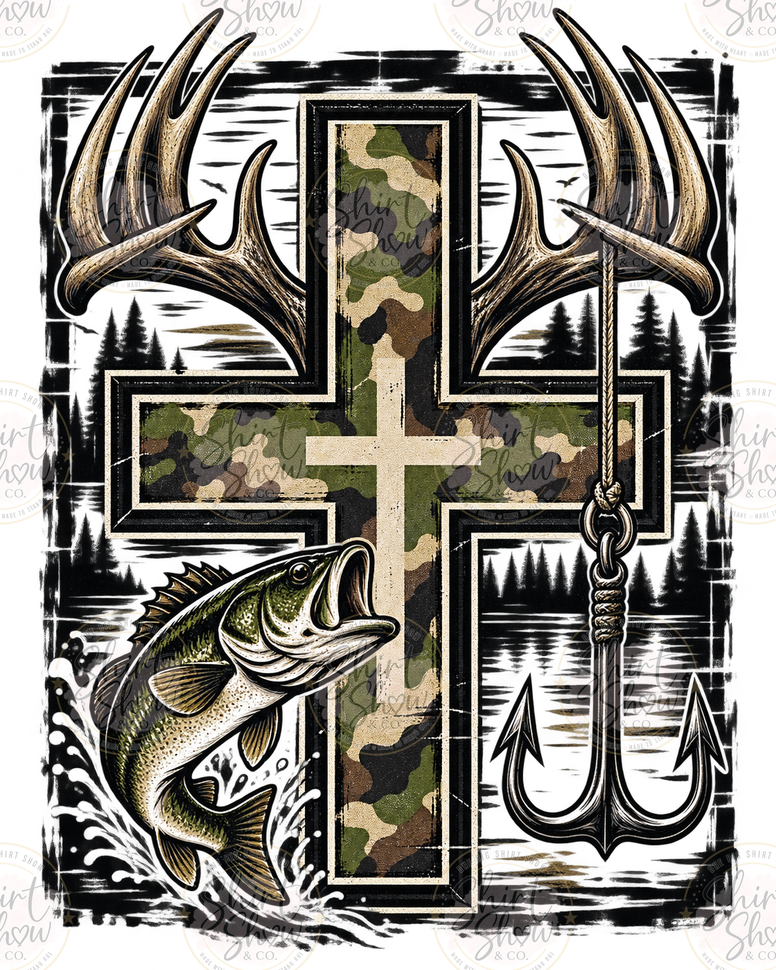 Fishing Cross digital design watermarked preview