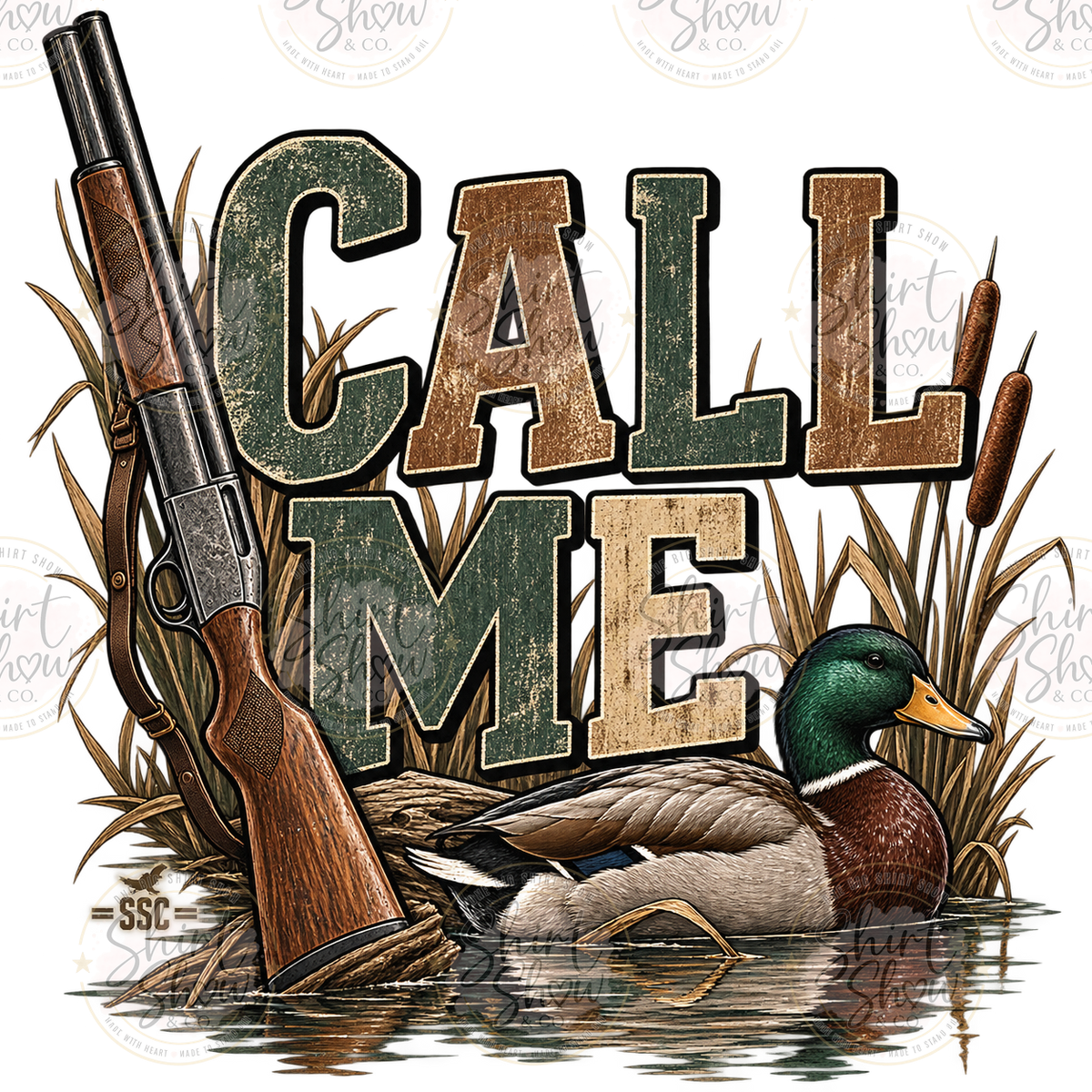 Call Me mallard hunting digital design watermarked preview