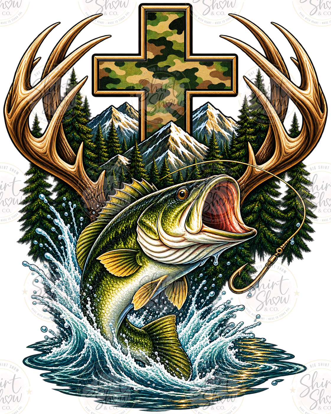 Fishing Cross bass digital design watermarked preview