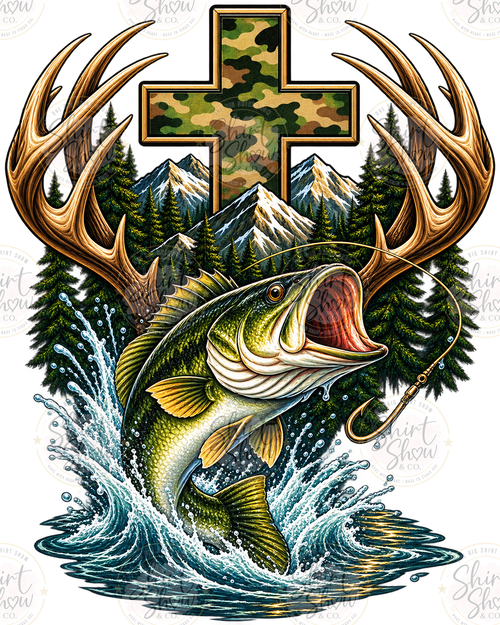 Fishing Cross bass digital design watermarked preview