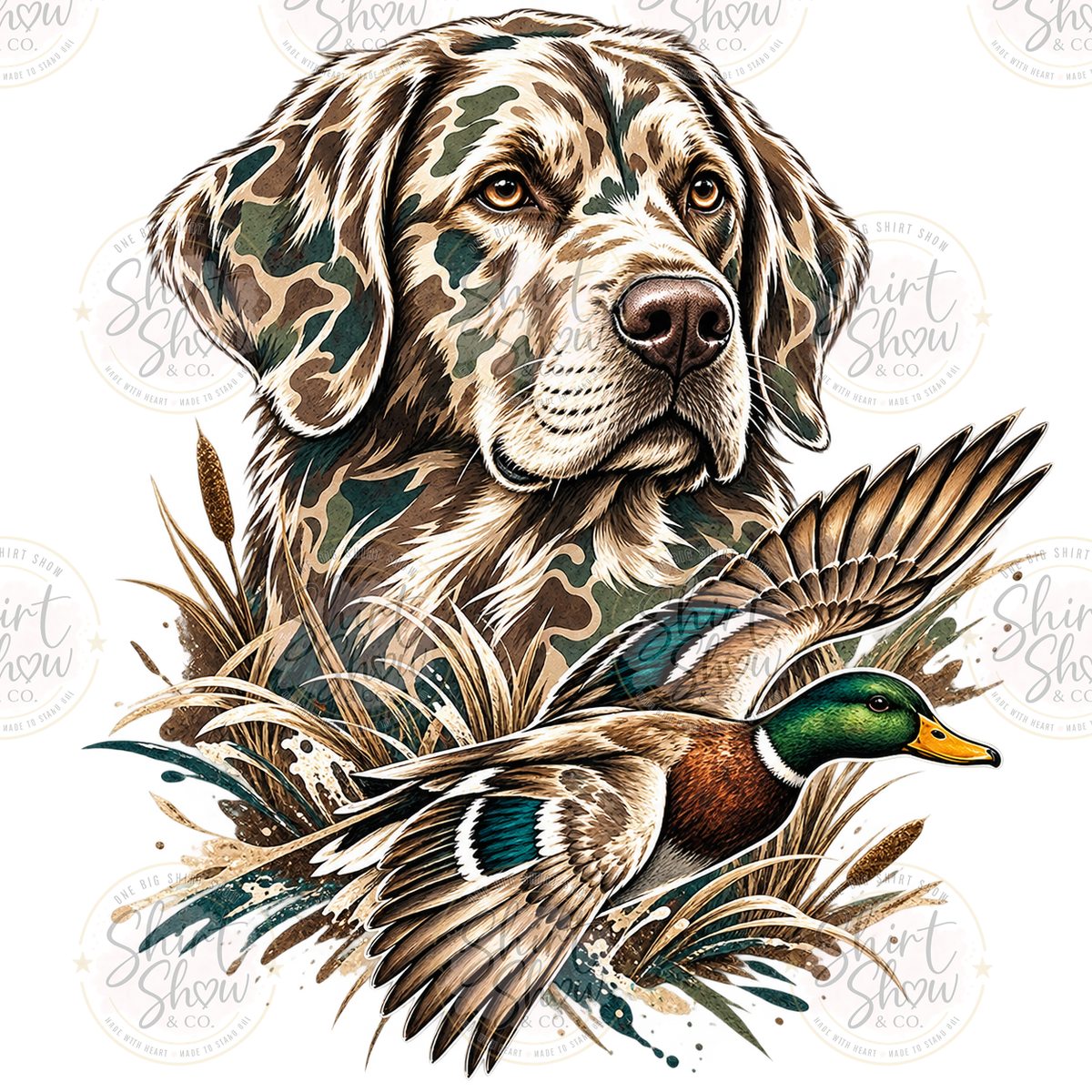Camo retriever and mallard digital design watermarked preview