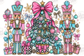 Pink Blue Nutcracker Christmas digital download preview