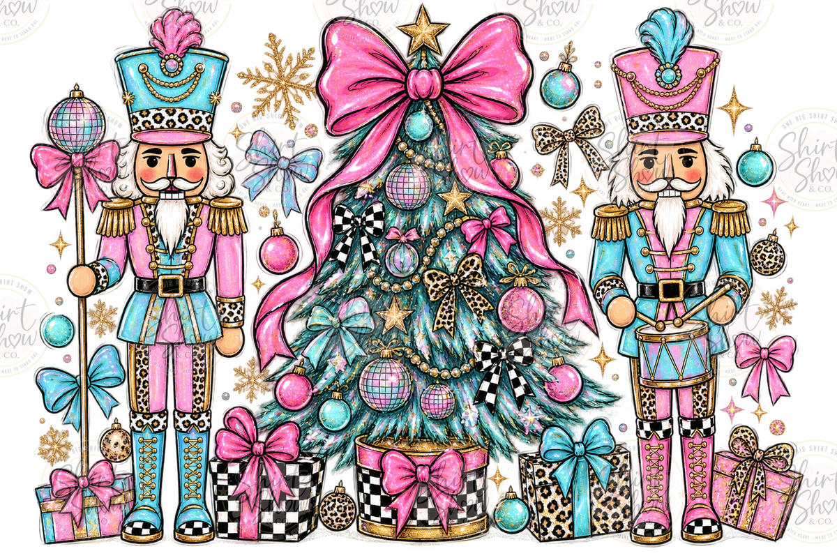 Pink Blue Nutcracker Christmas digital download preview