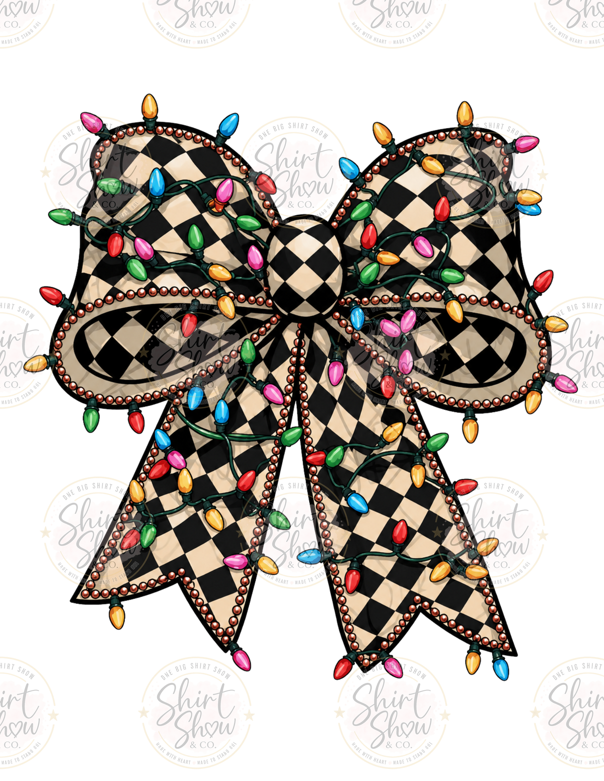 Checkered Christmas Bow Lights digital download preview