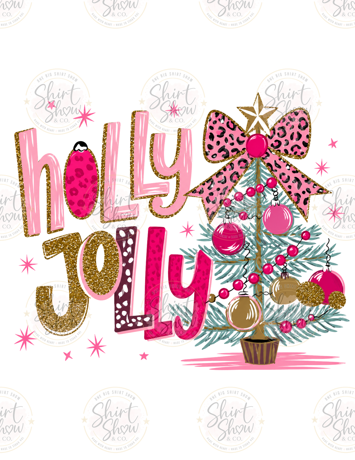 Holly Jolly Pink Bow digital download preview